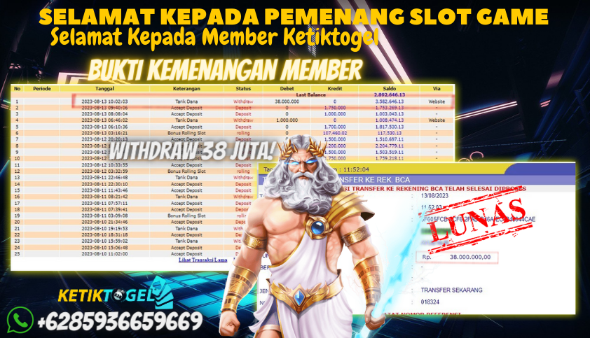 Bukti JP Slot Pragmatic Play Ketiktogel - Gates of Olympus