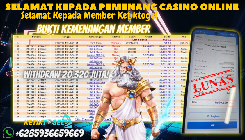 Bukti JP Live Casino Ketiktogel - 24D Spin